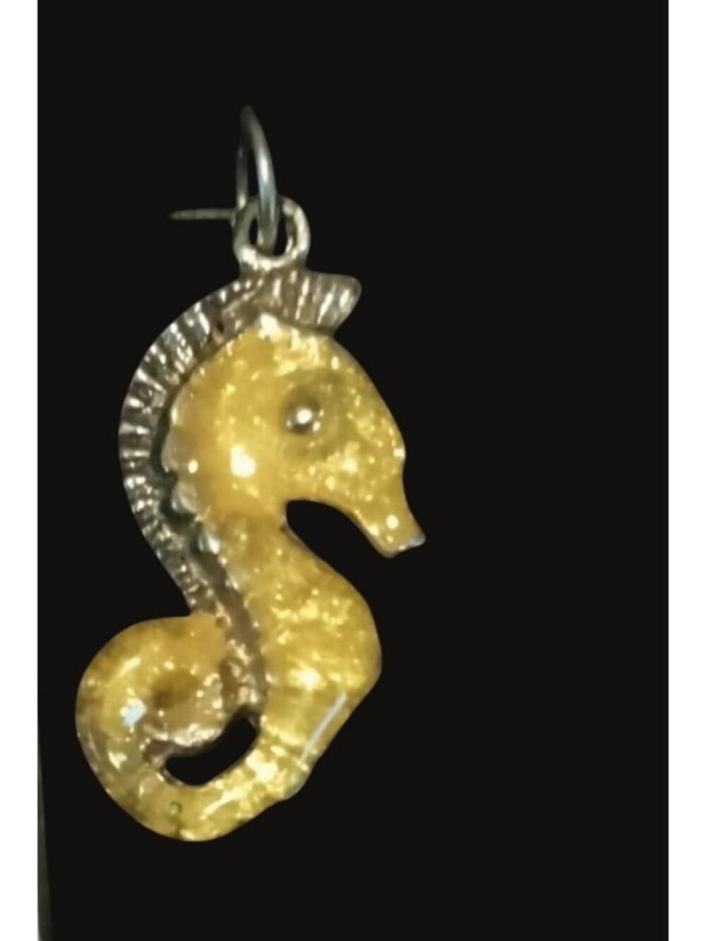 Seahorse Pendant Charm Yellow Silver Tone